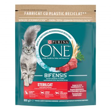 PURINA ONE Sterilcat, Vita si Grau, hrana uscata pentru pisici, 800 g