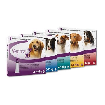 VECTRA 3D SPOT ON (Talie foarte mica 1,5-4 Kg)- 3 PIPETE