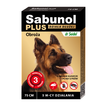 Zgarda antiparazitara caini,SABUNOL PLUS, 25-50 kg, 75 cm