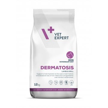 DIETA VETERINARA DERMATOSIS DOG, VETEXPERT, MIEL si KRILL, 12 kg