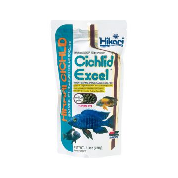 Dieta zilnica pentru aport crescut de nutrienti vegetali HIKARI CICHLID EXCEL MEDIUM, 250g, 750ml