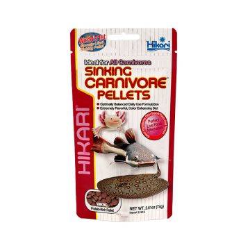 H rana dezvoltata special pentru pestii carnivori care se hranesc de pe fundul apei, HIKARI SINKING CARNIVORE PELLETS 74g