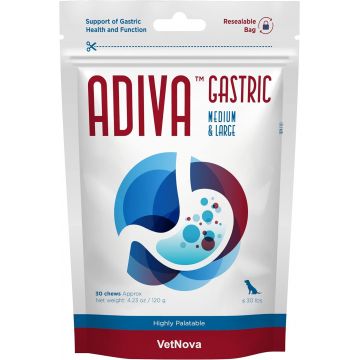 Hrana complementara, protectie gastrica completa, ADIVA® Gastric Chews Medium & Large, VetNova, 30 chews