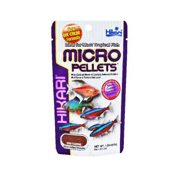 Hrana pentru pesti cu gura mica, Tetra, Tetrazona, Guppy, HIKARI MICRO PELLETS, 45g