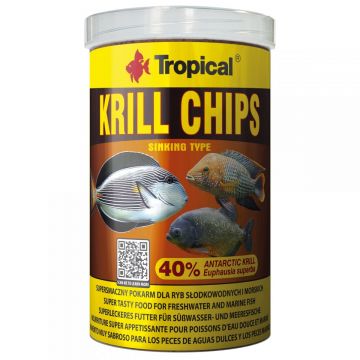 Hrana pentru pestii exotici omnivori și carnivori TROPICAL KRILL Chips, 1000ml/ 500g