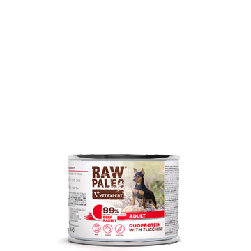 Hrană umedă pentru câini, adult, Raw Paleo Duo Protein, vită și iepure, 200g