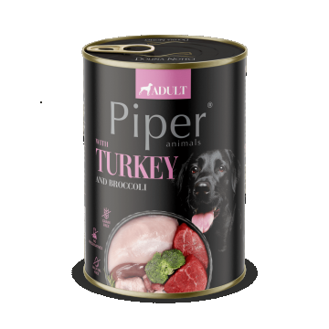 Hrana umeda pentru caini PIPER DOG, curcan si brocolli, 400g