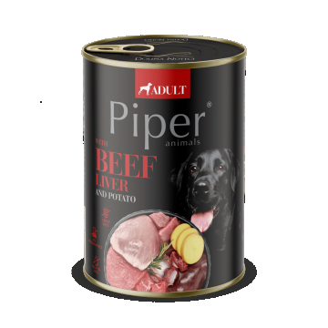 Hrana umeda pentru caini PIPER DOG, ficat de vita si cartof, 400g