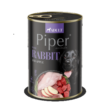 Hrana umeda pentru caini PIPER DOG, iepure si mar, 400g