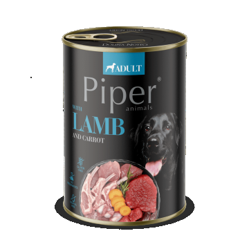 Hrana umeda pentru caini PIPER DOG, miel si morcov 400g