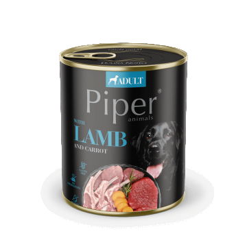 Hrana umeda pentru caini PIPER DOG, miel si morcov, 800g