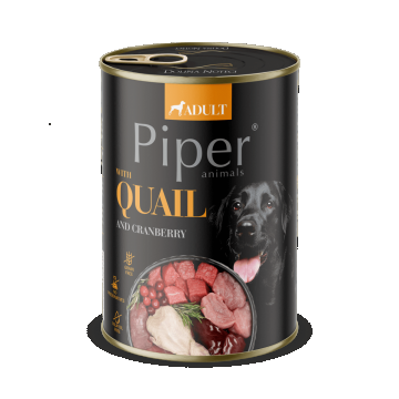 Hrana umeda pentru caini PIPER DOG, prepelita si merisoare, 400g