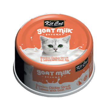 Hrana umeda pentru pisici, Kit Cat Goat Milk Gourmet, File de Pui Fara Oase & Somon cu Lapte de Capra, 70g