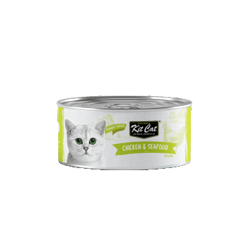 Hrana umeda pentru pisici Kit Cat Pui fără Oase & Toppinguri de Fructe de Mare, 80g