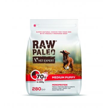 Hrana uscata, RAW PALEO VITA, puppy, rase medii, 280g