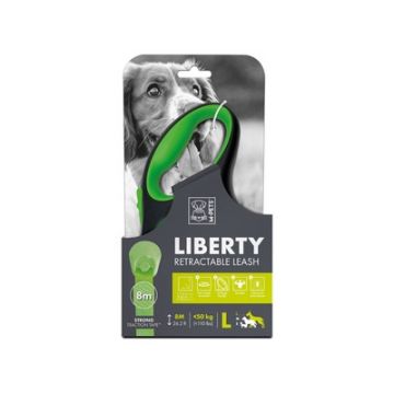 Lesa retractabila pentru caini, LIBERTY M-PETS, verde L, 20.8 x 11.6 x 4.4 cm