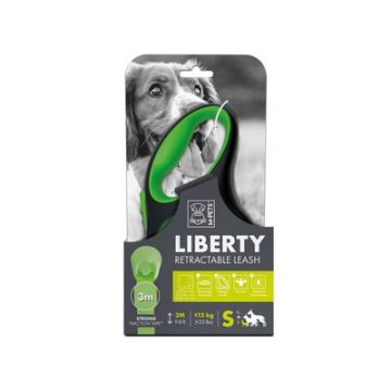 Lesa retractabila pentru caini, LIBERTY M-PETS, verde S, 16.3 x 9.2 x 3.9 cm