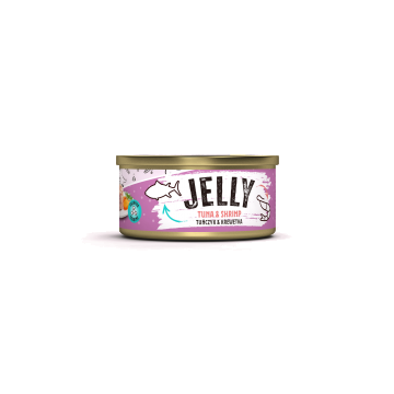 Recompensă umedă pentru pisici adulte Mr. Bandit Jelly, ton si creveti, 80g