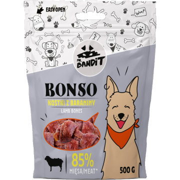 Recompense pentru caini Mr. Bandit BONSO, oase de miel, 500g