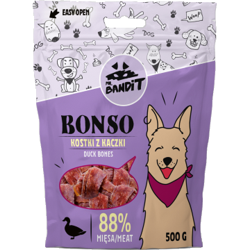 Recompense pentru caini Mr. Bandit BONSO, oase de rata, 500g