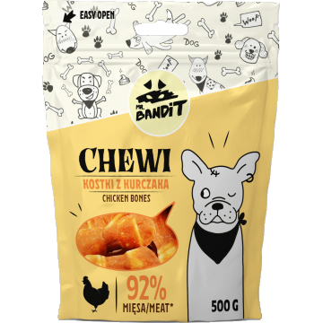 Recompense pentru caini Mr. Bandit CHEWI, oase de pui, 500g