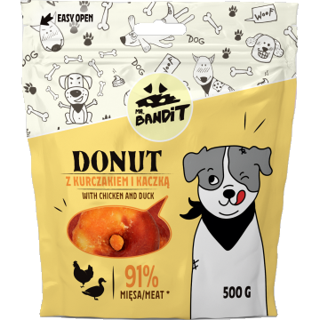 Recompense pentru caini Mr. Bandit Donut, pui si rata, 500 g