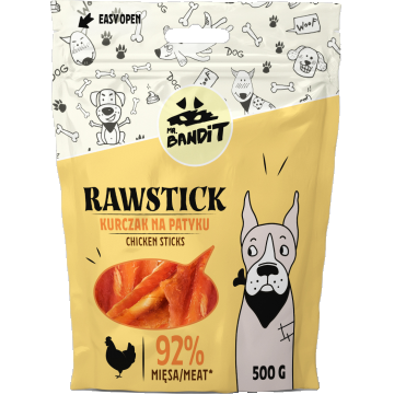 Recompense pentru caini Mr. Bandit RAWSTICK , pui, 500g