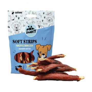 Recompense pentru caini Mr. Bandit SOFT STRIPS, rata si cod, 500g