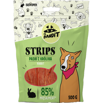 Recompense pentru caini Mr. Bandit STRIPS, iepure, 500g