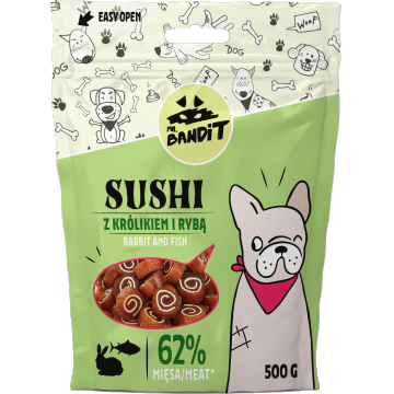 Recompense pentru caini Mr. Bandit SUSHI, iepure si peste, 500g