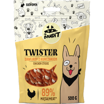 Recompense pentru caini Mr. Bandit TWISTER, pui, 500g