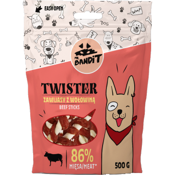 Recompense pentru caini Mr. Bandit TWISTER,vita, 500g