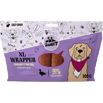 Recompense pentru caini Mr. Bandit WRAPPER XL, 13 cm, rata, 500g