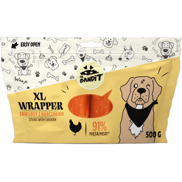 Recompense pentru caini Mr. Bandit WRAPPER XL, 13CM, pui, 500g