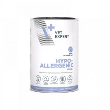 4T- Dieta veterinara umeda, pentru caini adulti, Vet Expert Hypoallergenic Dog, cal, 400g