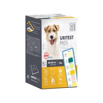 Covorase absorbante pentru caini, cu strips, URITEST M-PETS, 60 x 60, pachet 15 buc