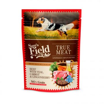 Hrana Umeda caini, Sam s field dog pouch beef with veal, carrot lingonberry 260gr