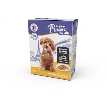 Hrana umeda pentru caini Plaisir Chef, File cu pasare, orez si morcovi, 12 x 380g