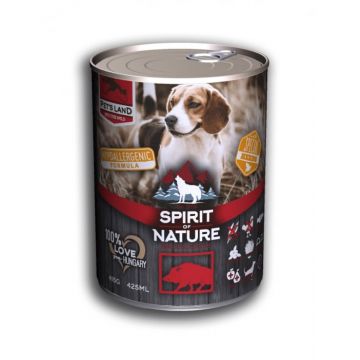 Hrana umeda pentru caini Spirit of Nature, Mistret, Hipoalergenic, 75% carne, 415g