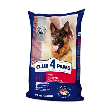 Hrană uscată pentru câini adulți activi, Club 4 Paws PREMIUM, găină, 14 kg