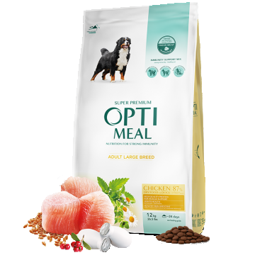 Hrana uscata pentru caini adulti DE TALIE MARE, OPTIMEAL DRY FOOD, pui, 12 kg