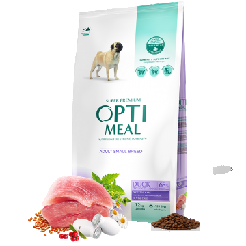 Hrana uscata pentru caini adulti de talie mica, Super Premium OPTIMEAL DRY FOOD, rata, 12kg