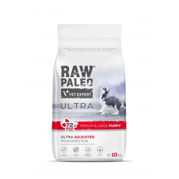 Hrană uscată pentru câini Raw Paleo Ultra Beef Medium&Large Puppy 10kg