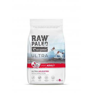 Hrană uscată pentru câini Raw Paleo Ultra Beef Mini Adult  8kg