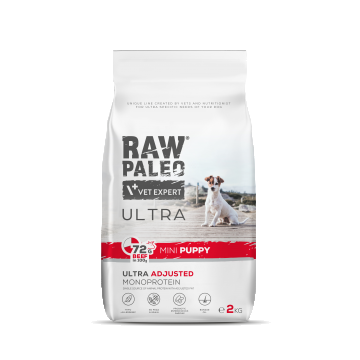 Hrană uscată pentru câini Raw Paleo Ultra Beef Mini Puppy 2kg