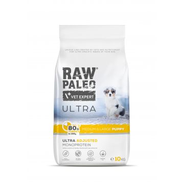 Hrană uscată pentru câini Raw Paleo Ultra Turkey Medium&Large Puppy 10kg