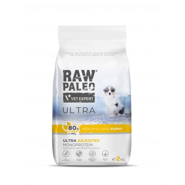 Hrană uscată pentru câini Raw Paleo Ultra Turkey Medium&Large Puppy 2kg