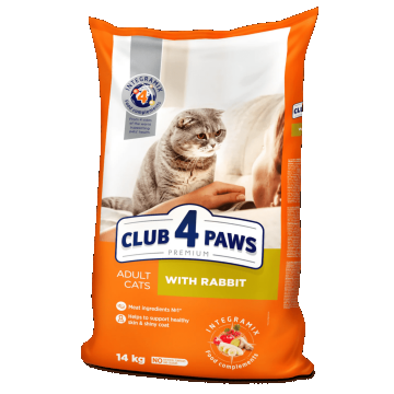 Hrana uscata pentru pisici adulte, CLUB 4 PAWS PREMIUM, iepure, 14 kg