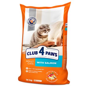 Hrana uscata pentru pisici adulte, CLUB 4 PAWS PREMIUM, somon, 14 kg