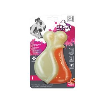 Jucarie dentara CHEWBO LEG cu aroma de bacon, marime 15,3x9,3x4,1 cm